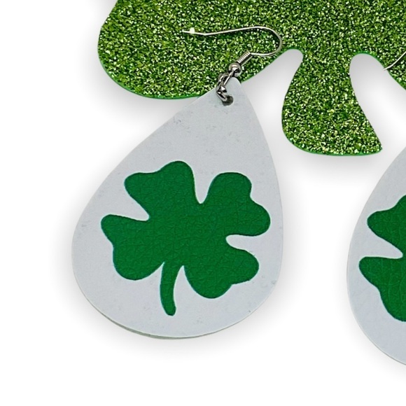 3 for $25 St. Patrick's Day Faux Leather Festive Dangle Earrings - Picture 2 of 7